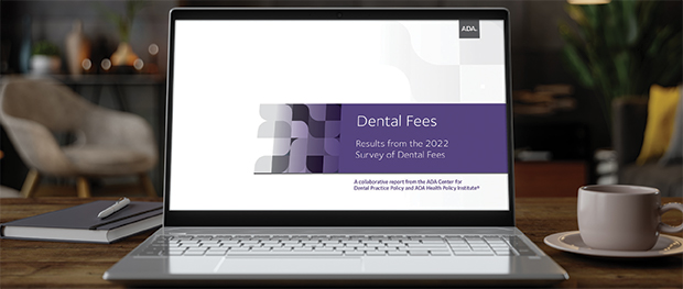 Laptop showing survey of dental fees